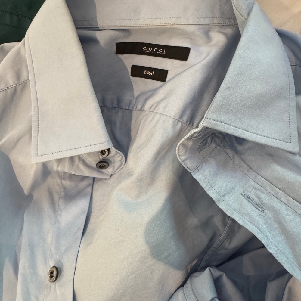 Gucci fitted Light Blue men Casual Button Down Shirt size 40 15 1/2 business